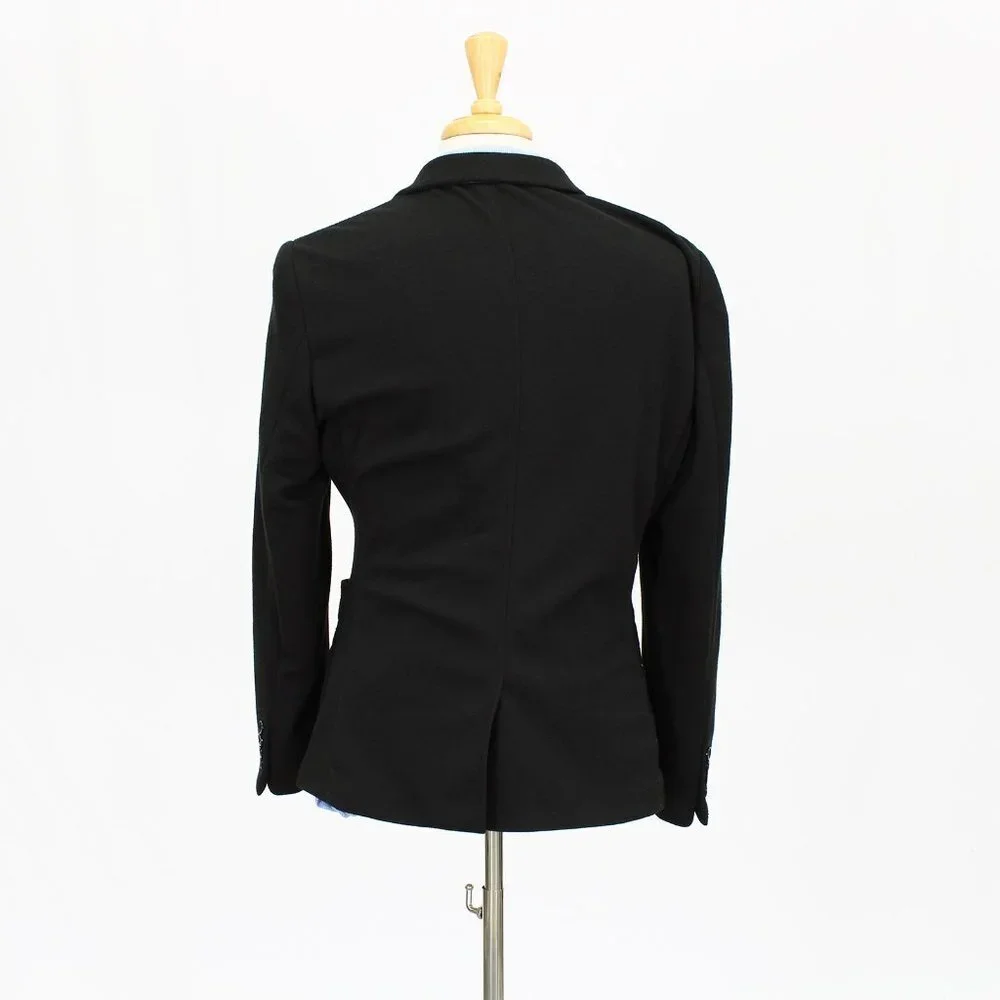 Paul Jones 40R Black Solid 2-Button Sport Coat Blazer Jacket V532